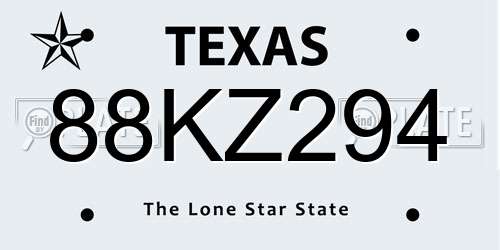 88KZ294 Texas License Plate