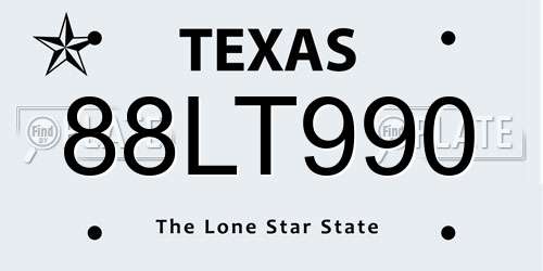 88LT990 Texas License Plate