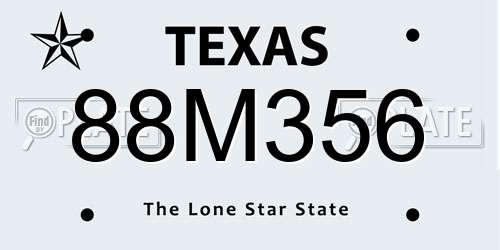 88M356 Texas License Plate