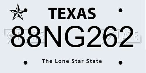 88NG262 Texas License Plate