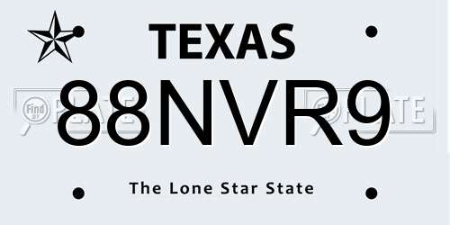88NVR9 Texas License Plate