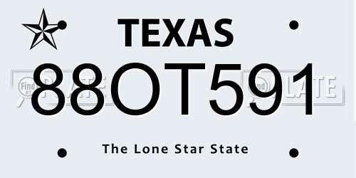 88OT591 Texas License Plate