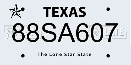 88SA607 Texas License Plate