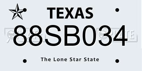 88SB034 Texas License Plate