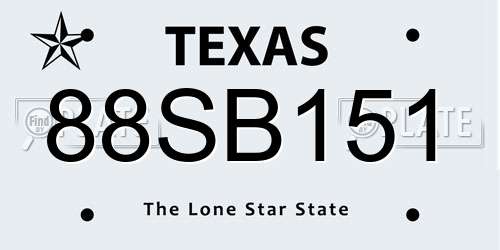 88SB151 Texas License Plate