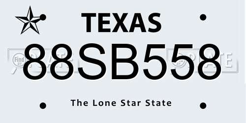 88SB558 Texas License Plate