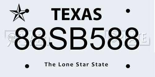 88SB588 Texas License Plate