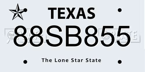 88SB855 Texas License Plate