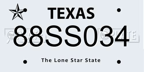 88SS034 Texas License Plate