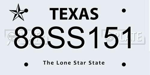 88SS151 Texas License Plate