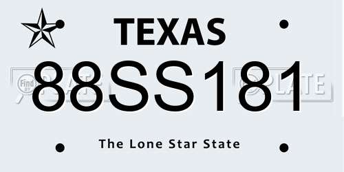 88SS181 Texas License Plate