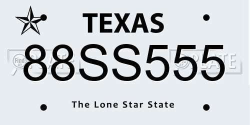 88SS555 Texas License Plate