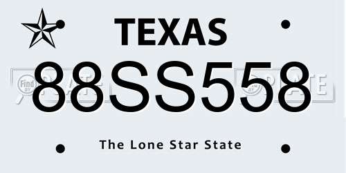 88SS558 Texas License Plate