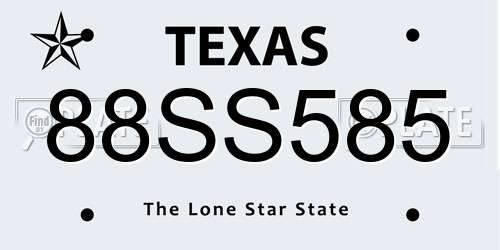 88SS585 Texas License Plate