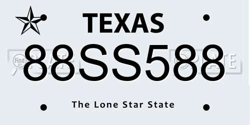 88SS588 Texas License Plate