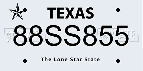 88SS855 Texas License Plate