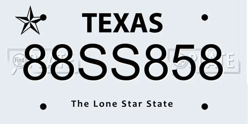 88SS858 Texas License Plate