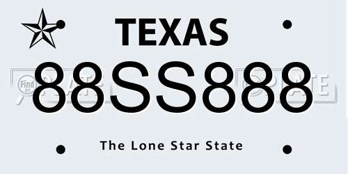 88SS888 Texas License Plate