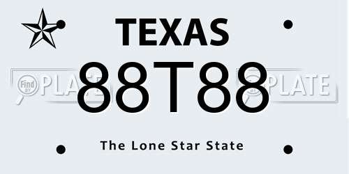 88T88 Texas License Plate