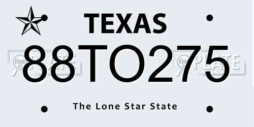 88TO275 Texas License Plate