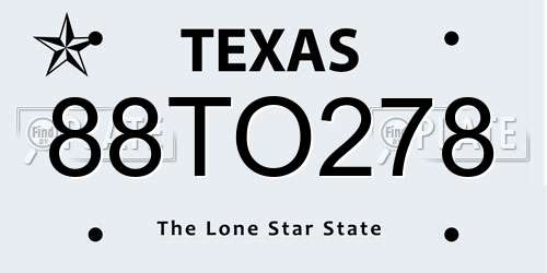 88TO278 Texas License Plate