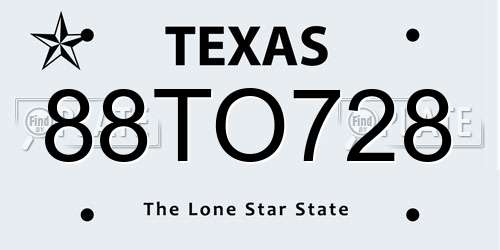 88TO728 Texas License Plate