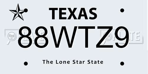 88WTZ9 Texas License Plate