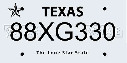 88XG330 Texas License Plate