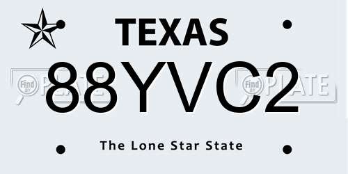 88YVC2 Texas License Plate