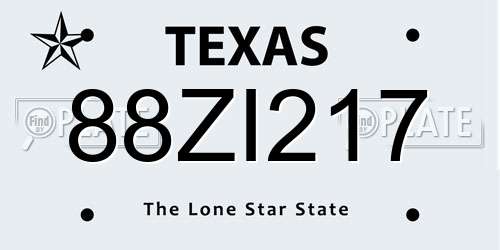 88ZI217 Texas License Plate