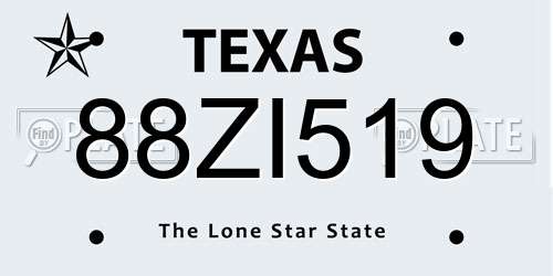 88ZI519 Texas License Plate
