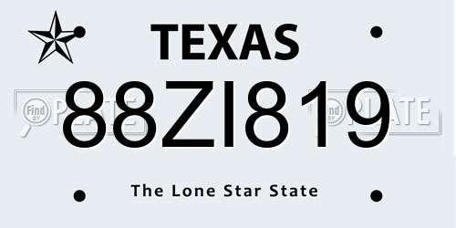 88ZI819 Texas License Plate