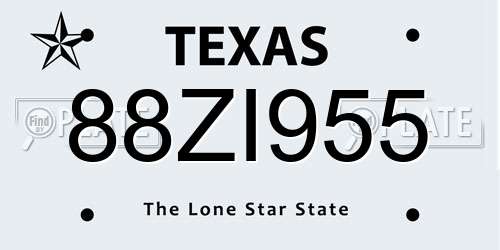 88ZI955 Texas License Plate