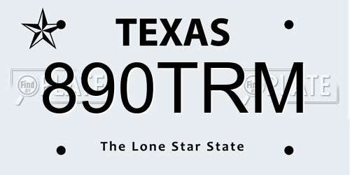 890TRM Texas License Plate