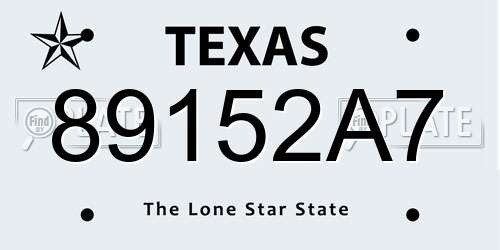 89152A7 Texas License Plate
