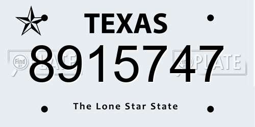 8915747 Texas License Plate