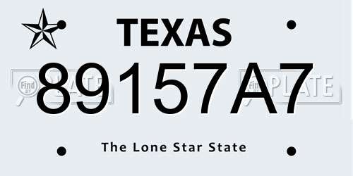 89157A7 Texas License Plate