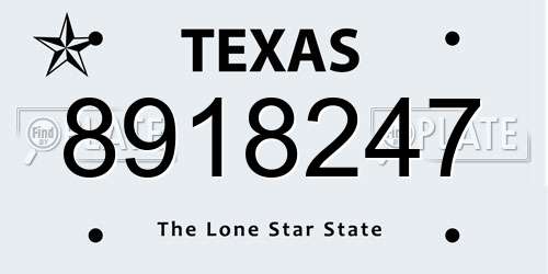 8918247 Texas License Plate