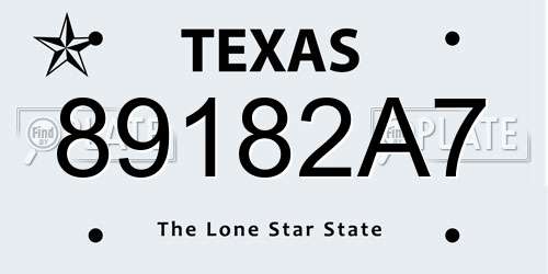 89182A7 Texas License Plate