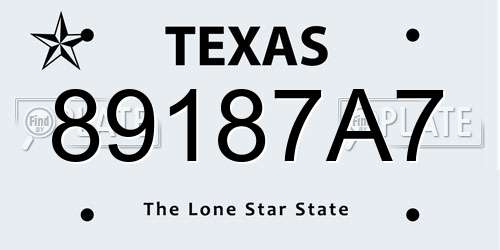 89187A7 Texas License Plate