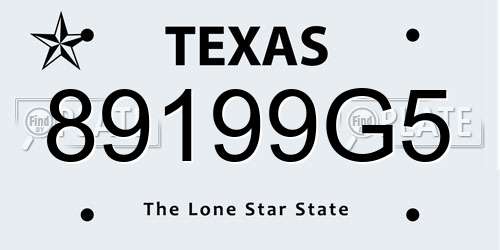 89199G5 Texas License Plate
