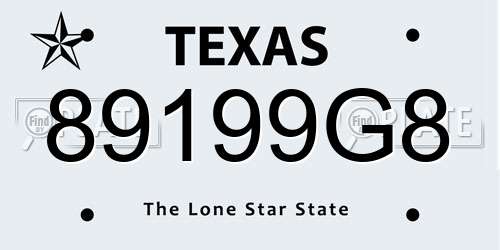 89199G8 Texas License Plate