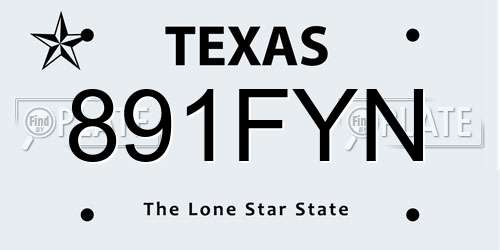 891FYN Texas License Plate