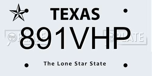 891VHP Texas License Plate