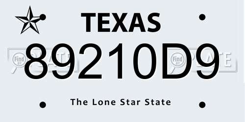 89210D9 Texas License Plate