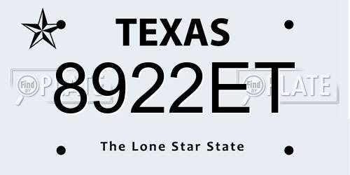8922ET Texas License Plate