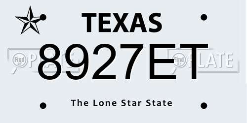 8927ET Texas License Plate