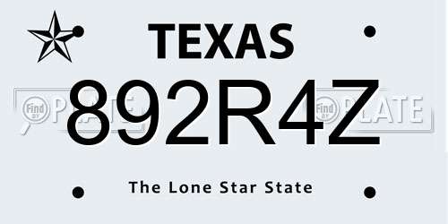 892R4Z Texas License Plate