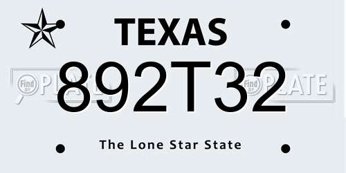 892T32 Texas License Plate