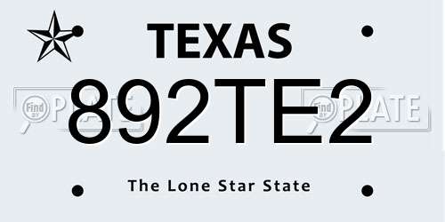 892TE2 Texas License Plate